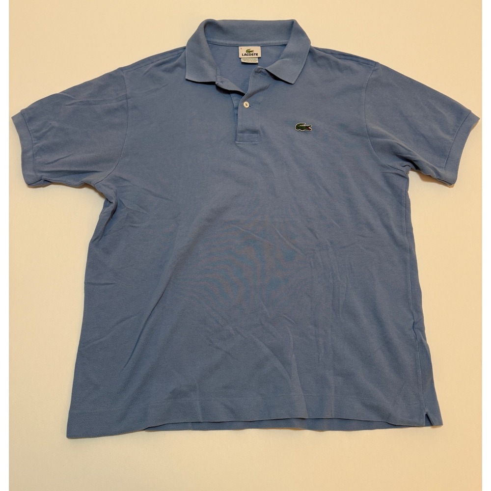 Lacoste Mens Light Blue Short Sleeve Pique Cotton Polo Shirt Size 5 Large